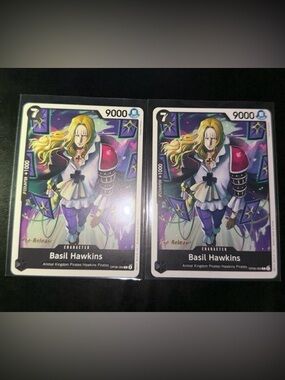 2x Basil Hawkins Prelease One Piece Two Legends OP08-PRE Trading Card art NM